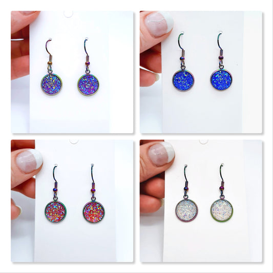 Iridescent Druzy Stone Earrings