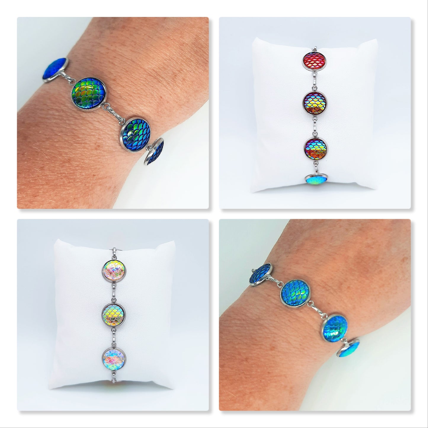 Iridescent Mermaid Scale Link Bracelet