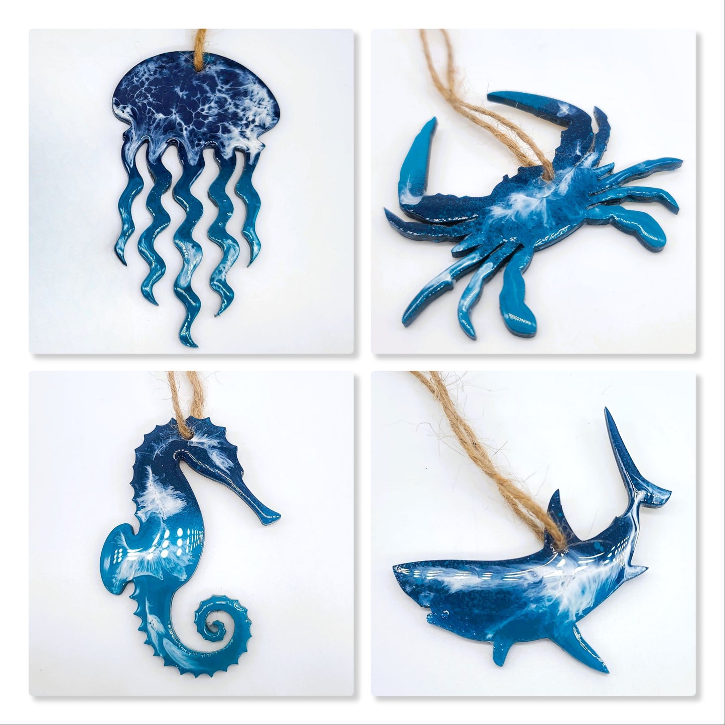 14  Resin & Wood Sealife Ornaments