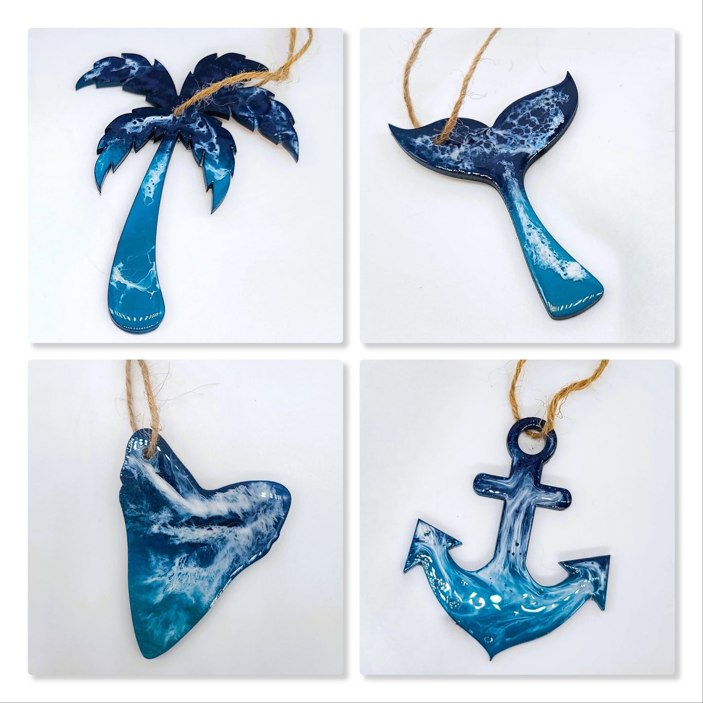 14  Resin & Wood Sealife Ornaments