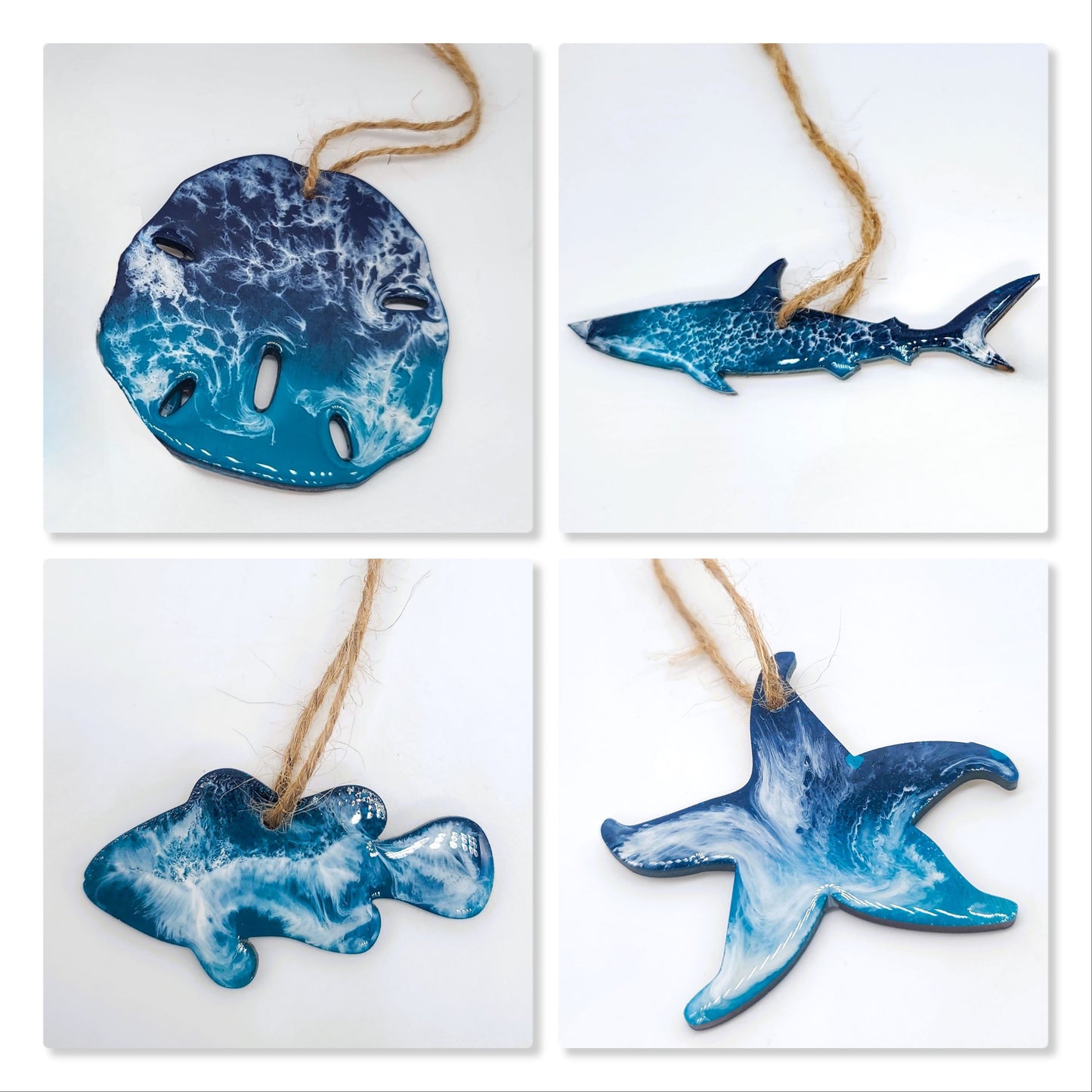 14  Resin & Wood Sealife Ornaments