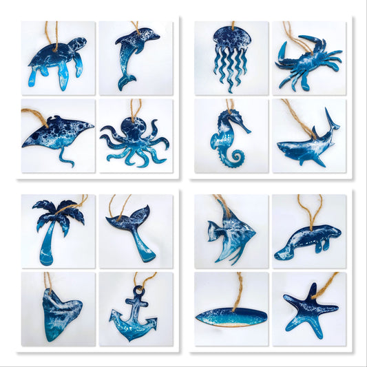 14  Resin & Wood Sealife Ornaments