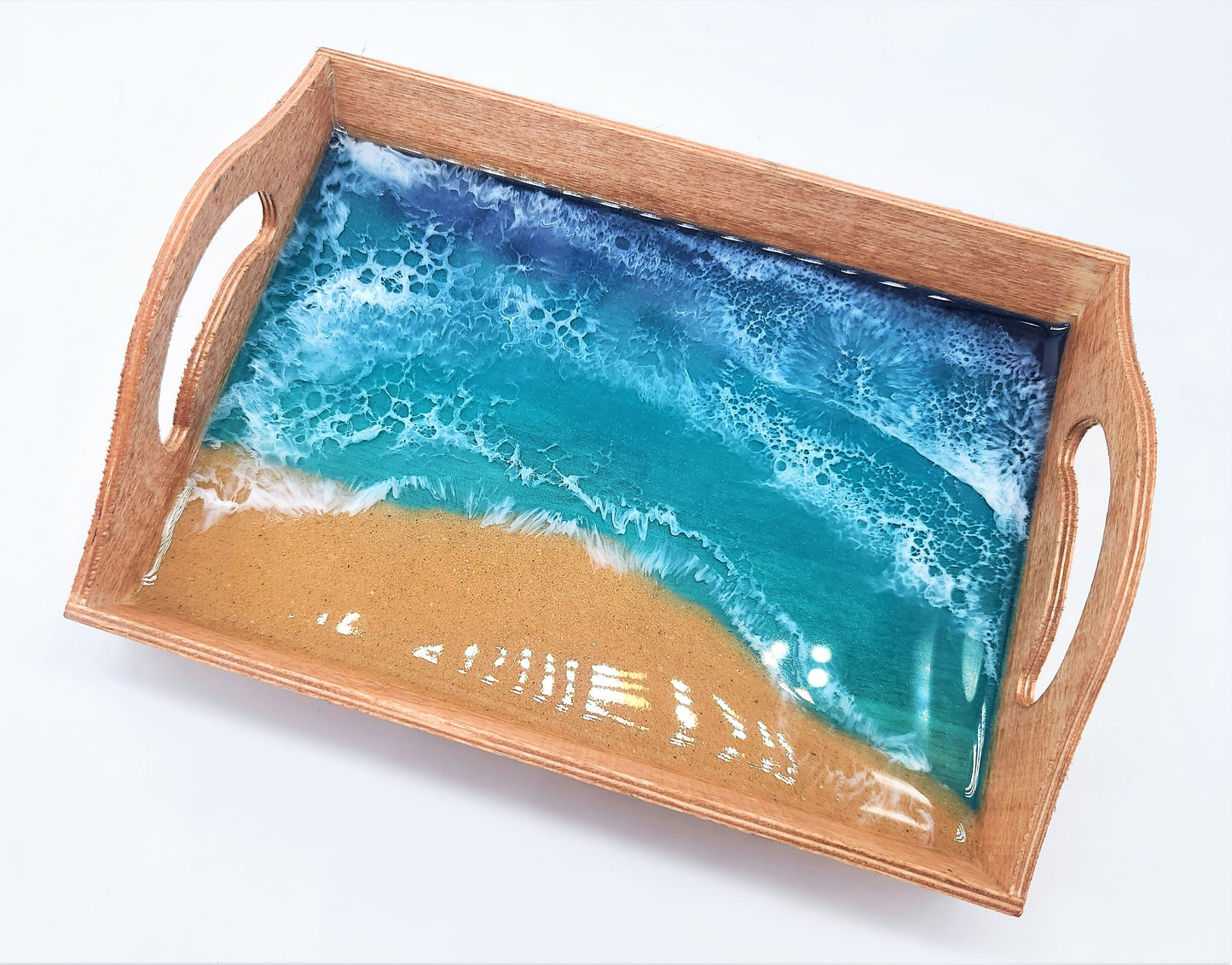 Resin Seascape Small Wooden Tray