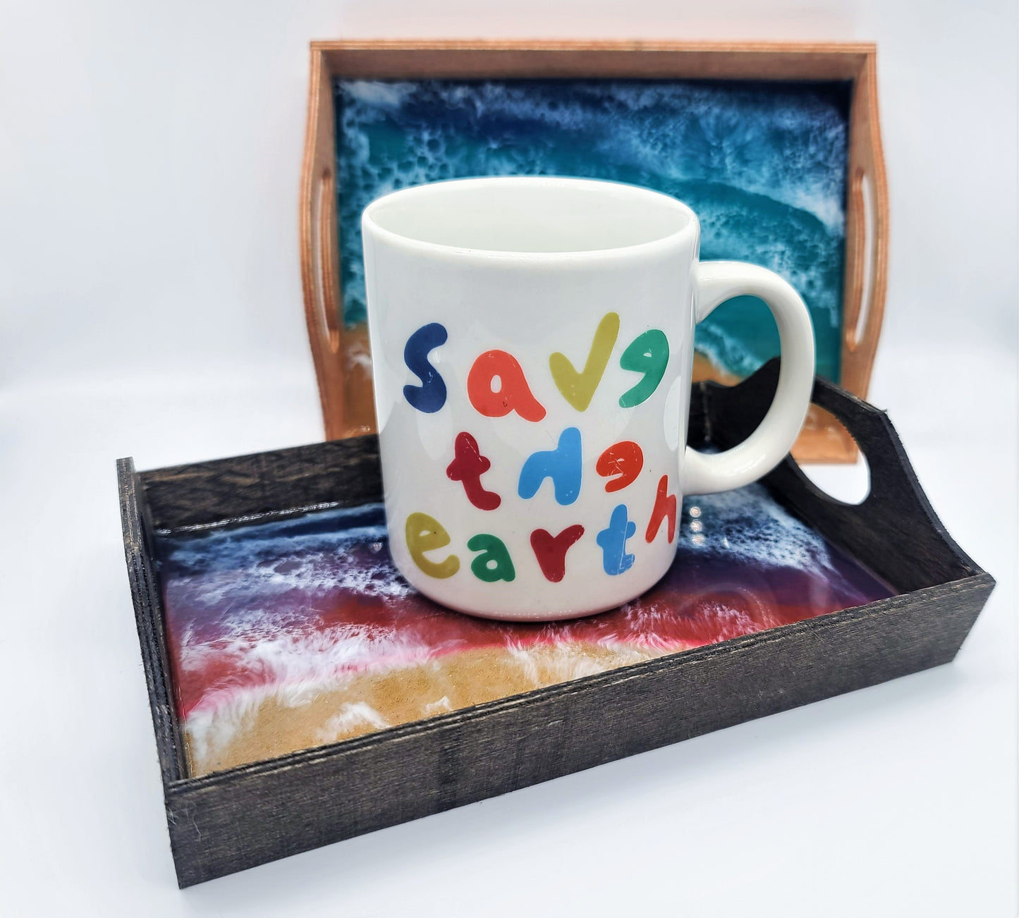 Resin Seascape Small Wooden Tray