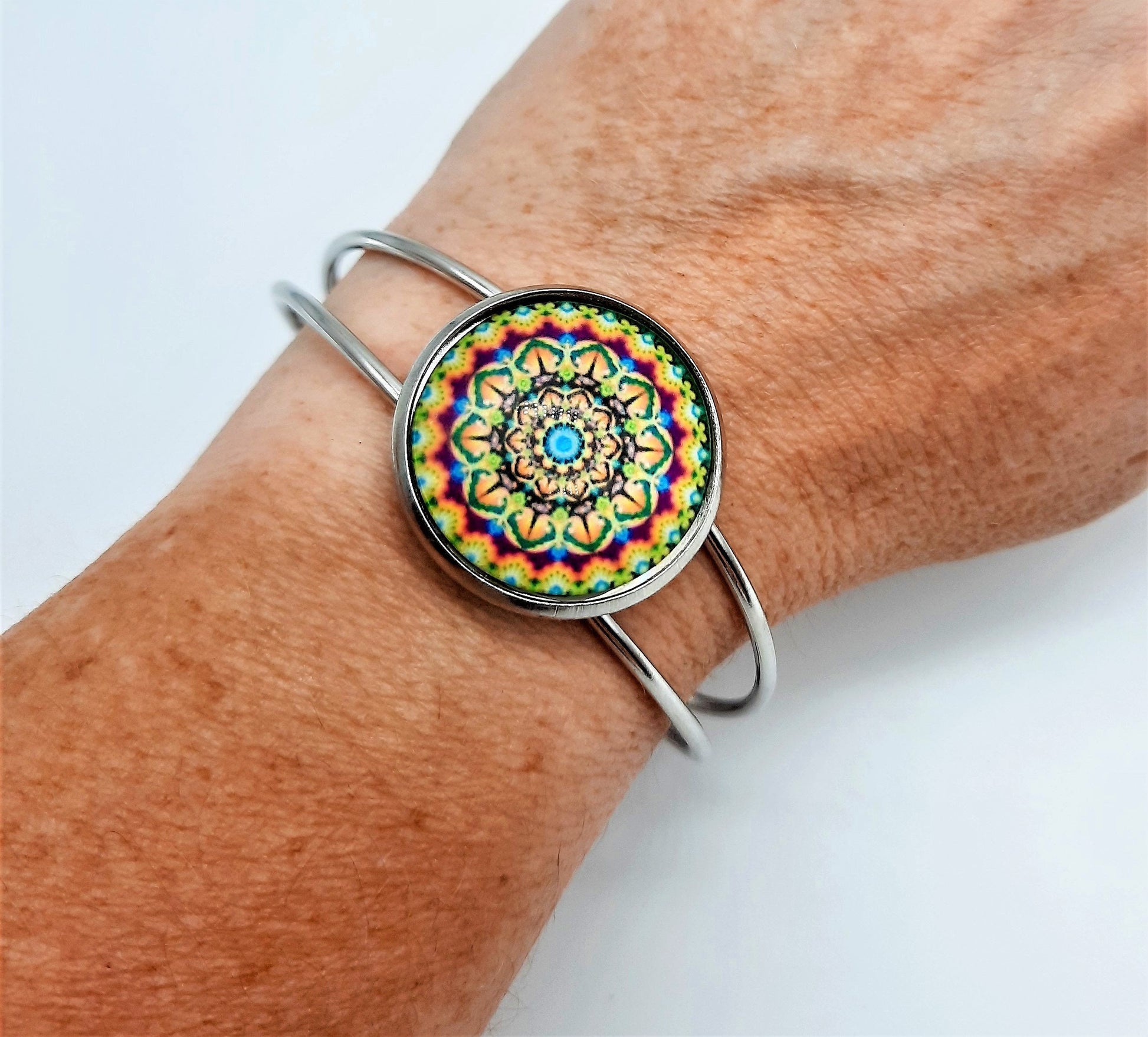 Mandala Design Adjustable Bangle Cuff Bracelet – The ArtSea Shop & Studio