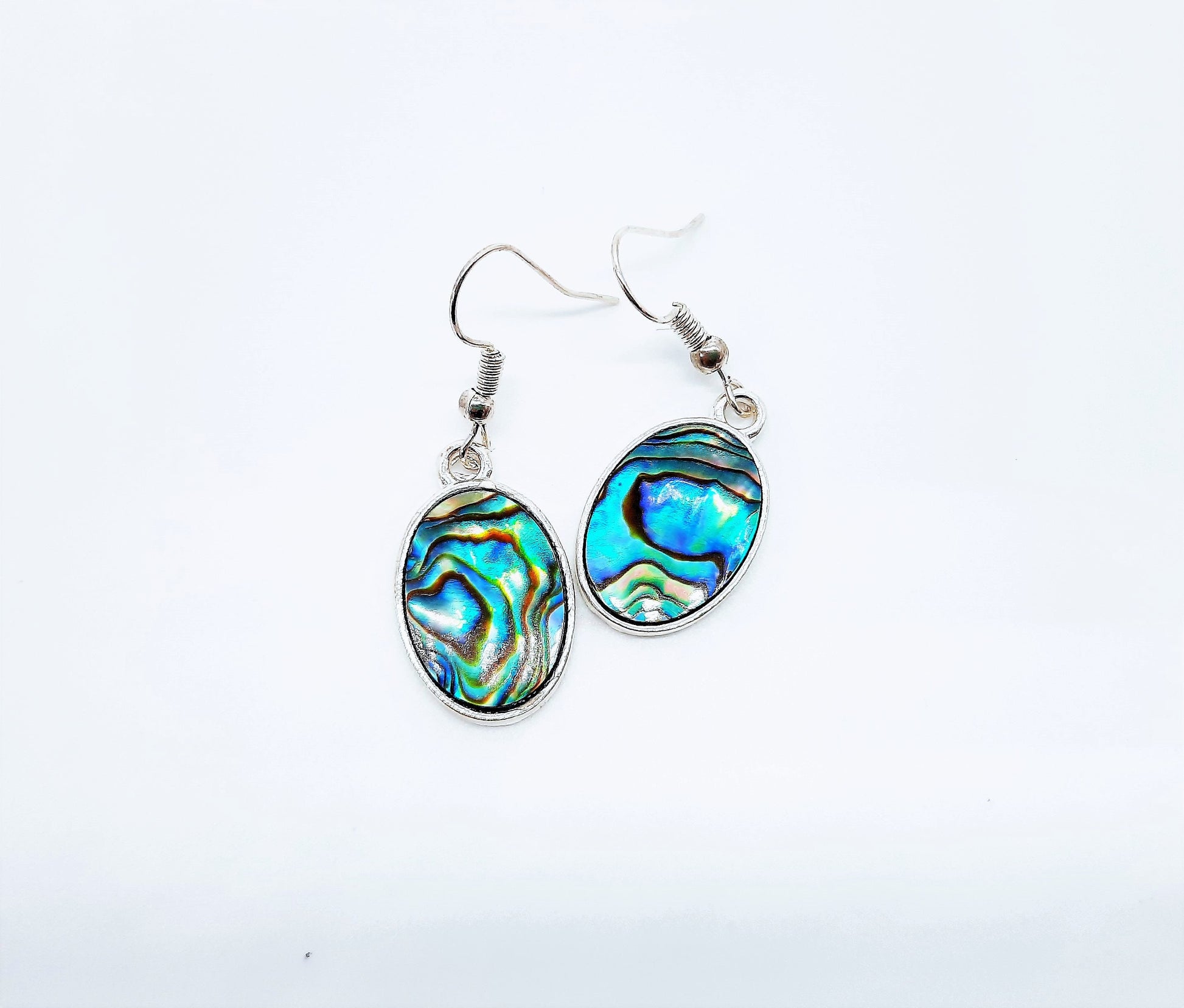 Handcrafted / Handmade Natural Abalone / Paua Seashell Earrings / Made with Hypoallergenic Silver Stainless Steel Ear Wire Hooks