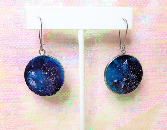 Galaxy Resin Earrings / Space Scene Resin Earrings / Made with Resin, Mica, and Hypoallergenic Stainless Steel