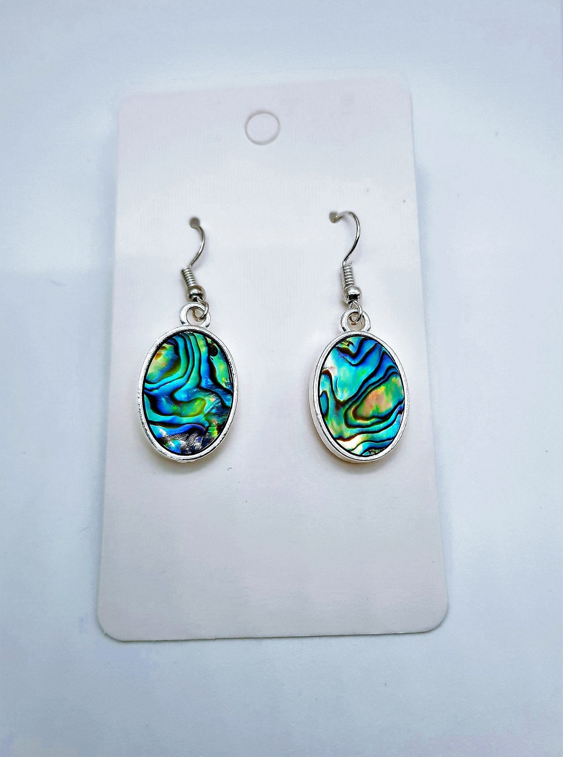 Handcrafted / Handmade Natural Abalone / Paua Seashell Earrings / Made with Hypoallergenic Silver Stainless Steel Ear Wire Hooks