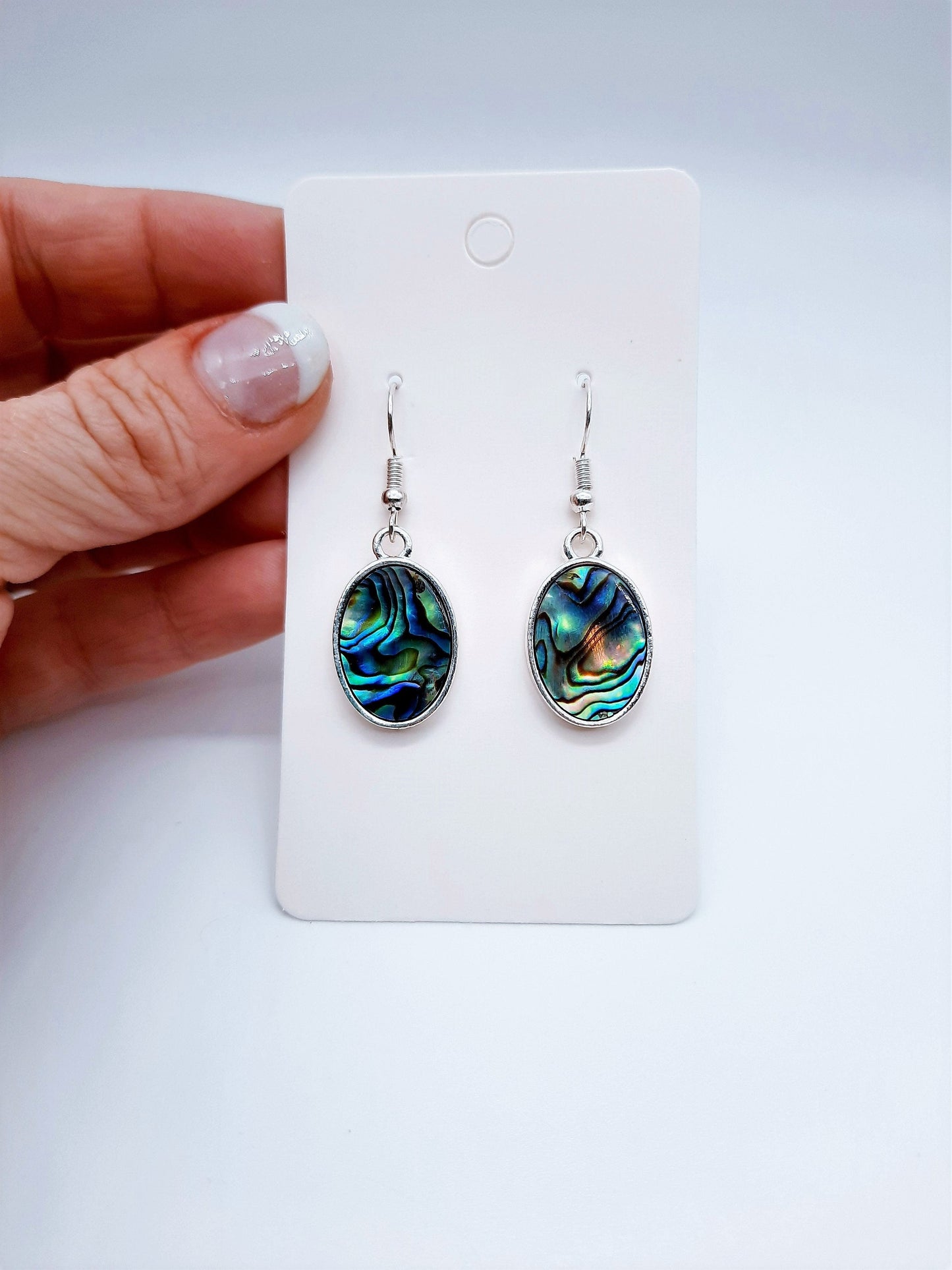 Handcrafted / Handmade Natural Abalone / Paua Seashell Earrings / Made with Hypoallergenic Silver Stainless Steel Ear Wire Hooks