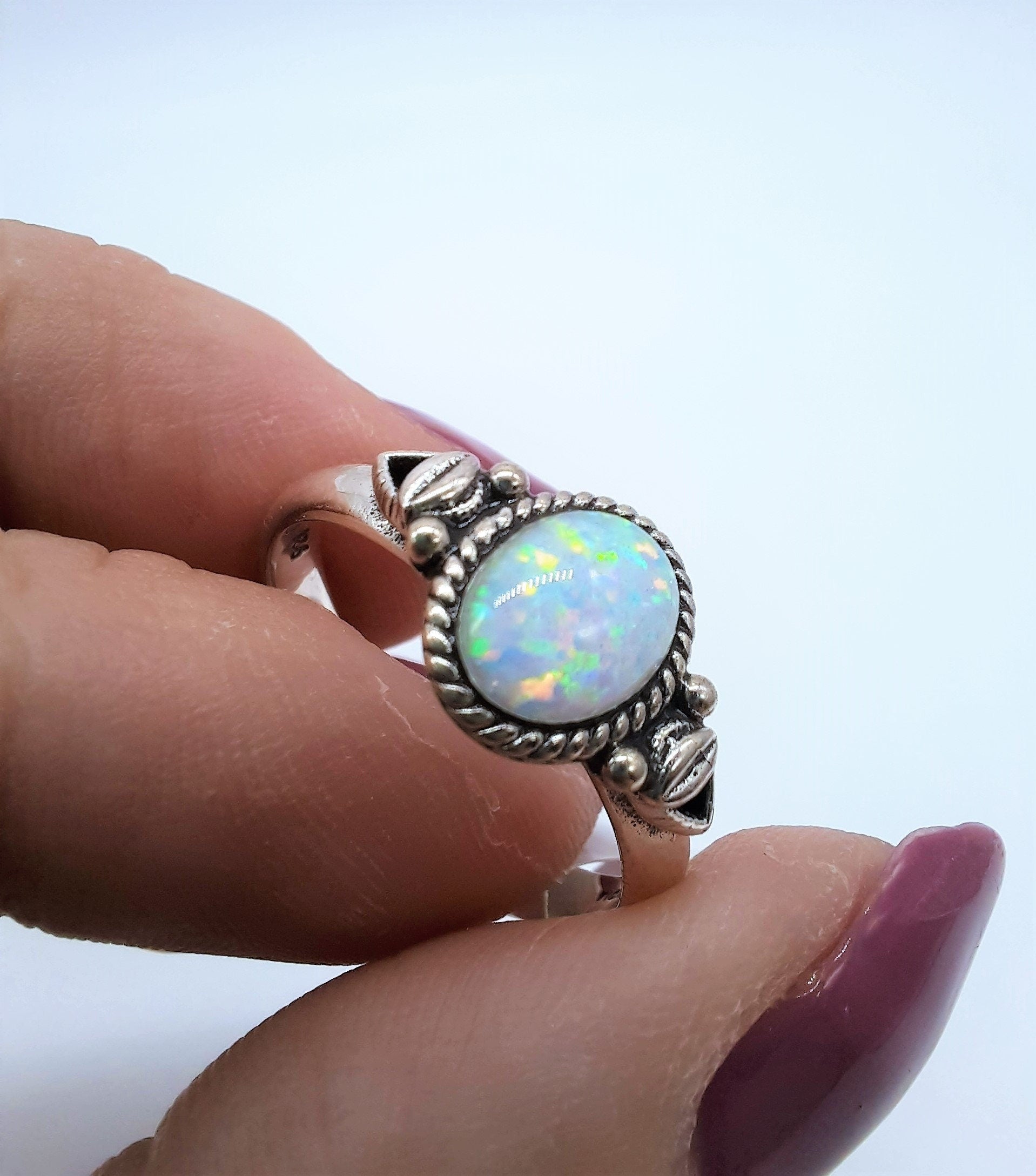 Glimmer of Hope: Australian Opal Sterling Silver Ring