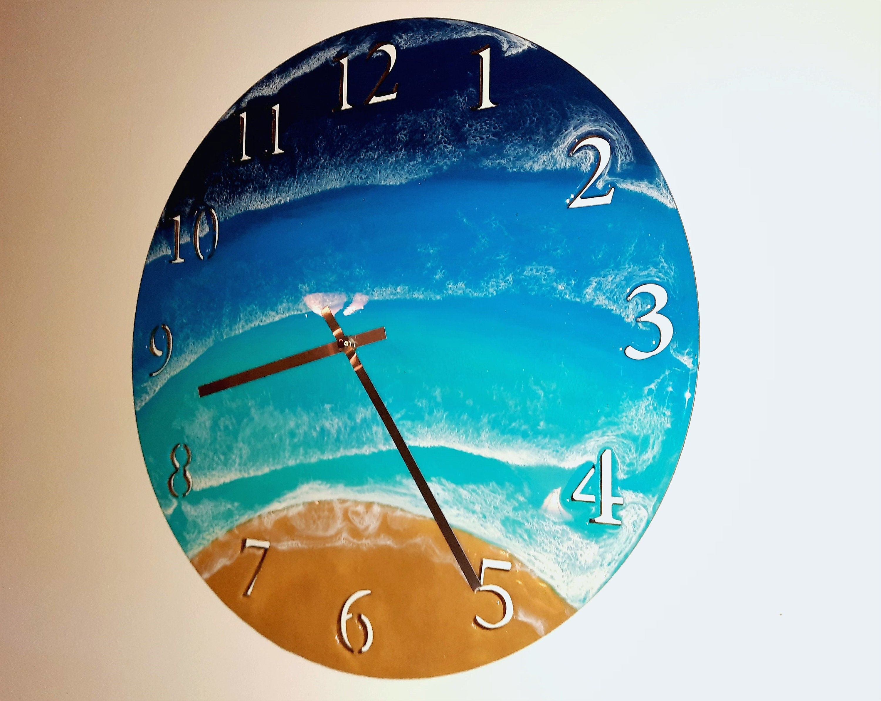 Clock for wall,epoxy resin beach clock,Epoxy Wall Clock, deals Wooden Wall Clock,