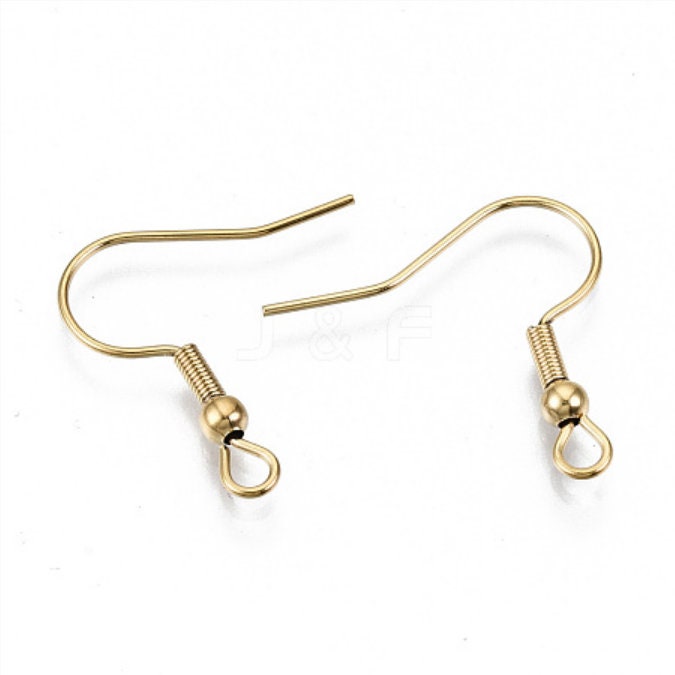 Handmade / Handcrafted Iridescent Pearlescent Shell Gold Dangle Pendant Earrings - Hypoallergenic 18K Gold Plated Stainless Steel Ear Hooks