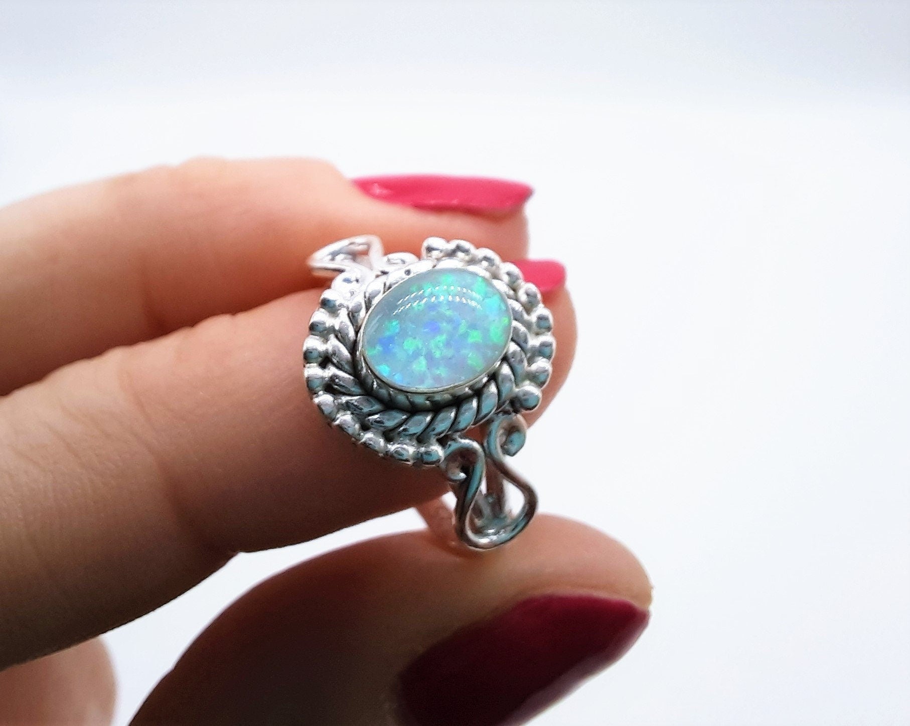 Teardrop Welo Opal Silver Ring, One of a Kind - Glamrocks