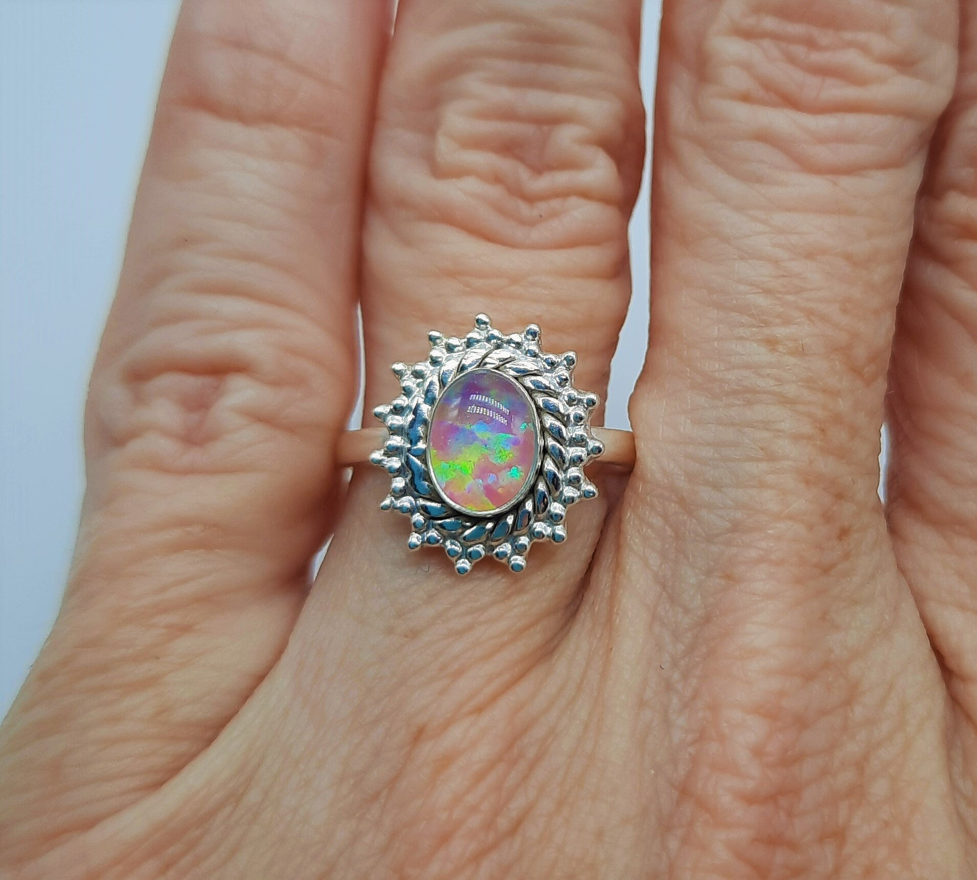 Genuine opal sale sterling silver ring