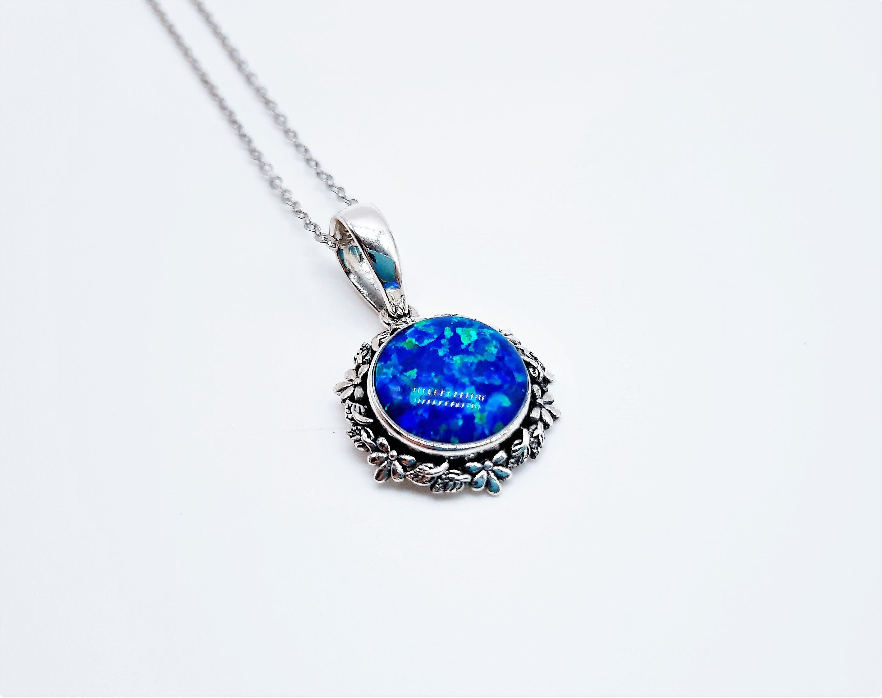 Deep popular Cobalt Blue Fire Opal Pendant