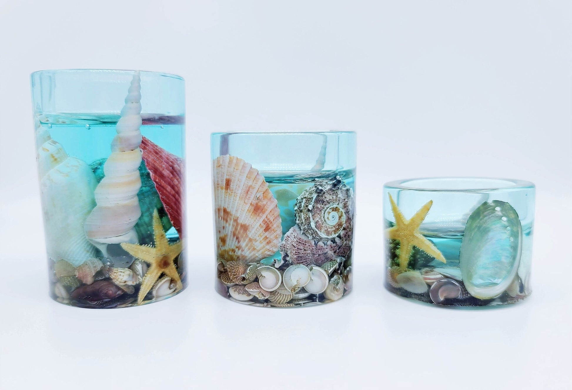 Aquarium Ocean Candle Gift Set Forever Holder Soy Tea Lights 