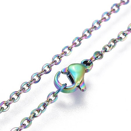 Rainbow Chromium Metal Sea Turtle Pendant Necklace - 19 Inch Stainless Steel Hypoallergenic Chain - Lobster Claw Closure - Alloy Pendant